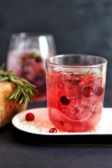 water with cranberry