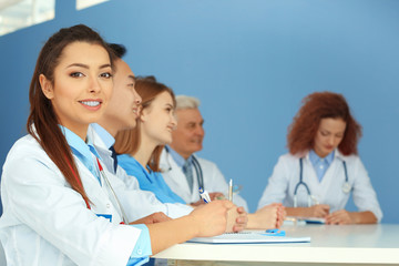 Fototapeta premium Team of doctors at working place indoors