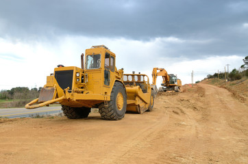 Bulldozer and Excavator
