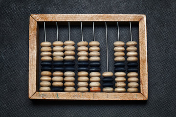 vintage wooden abacus. ancient calculator