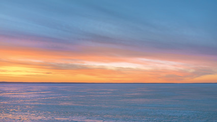 Sunset in winter. Lake Pleshcheevo at Pereslavl-Zalessky, Yarosl