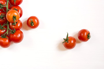 Tomatoes on white background