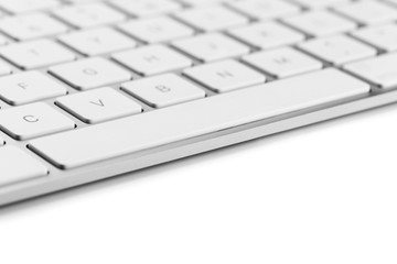 White keys of computer keyboard on white background