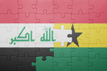 puzzle with the national flag of ghana and iraq