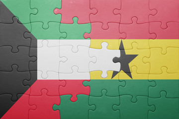puzzle with the national flag of ghana and kuwait