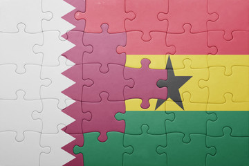 puzzle with the national flag of ghana and qatar