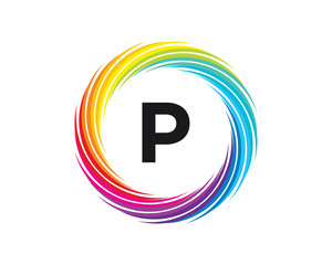 P Letter Rainbow Wave