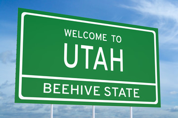 Welcome to Utah state road sign