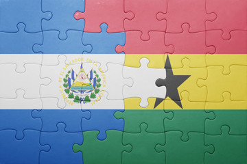 puzzle with the national flag of ghana and el salvador