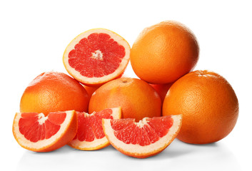 Fototapeta na wymiar Pile of grapefruits isolated on white background