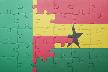 puzzle with the national flag of ghana and benin