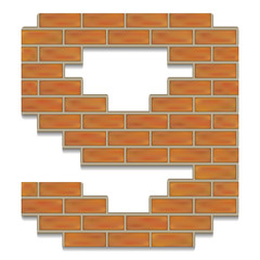 Vector isolated orange brick digits