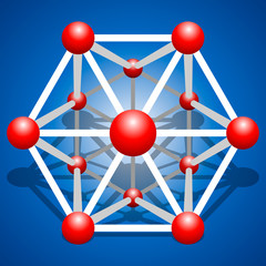 Vector molecule grid on blue background