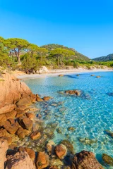 Fototapete Palombaggia Strand, Korsika Schöner Sandstrand von Palombaggia mit azurblauem Meerwasser, Insel Korsika, Frankreich