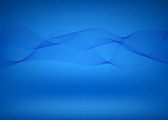 Vector blue wave background with shadow