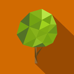 Set polygonal flat trees with different crowns and backgrounds