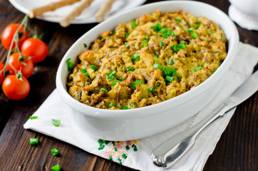 Chicken casserole with bread