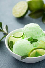 Green refreshing lime ice cream