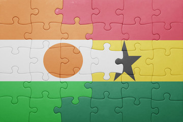 puzzle with the national flag of ghana and niger