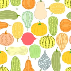 Pumpkin, squash seamless pattern