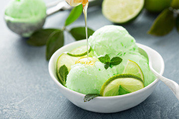 Green refreshing lime ice cream