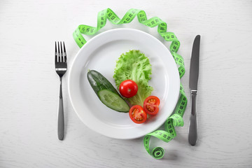 Vegetables on plate, top view