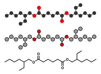 Bis(2-ethylhexyl) adipate (DEHA, diisooctyl adipate) plasticizer molecule