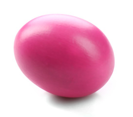 Pink Easter egg isolated on white