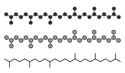 Squalane molecule. Saturated compound, derived from squalene. 
