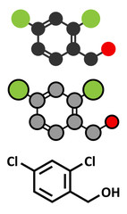 2,4-dichlorobenzyl alcohol antiseptic drug molecule.
