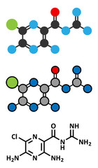 Amiloride diuretic drug molecule. Used in treatment of hypertension.