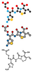 Cefixime antibiotic drug molecule (cephalosporin, third generation)