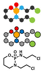 Ifosfamide cancer chemotherapy drug molecule.