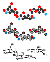 Kanamycin antibiotic drug molecule (aminoglycoside).
