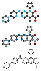 Palbociclib breast cancer drug molecule (CDK4 and CDK6 inhibitor)