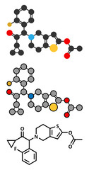 Prasugrel platelet inhibitor drug molecule. 