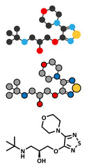 Timolol beta-adrenergic receptor antagonist drug molecule. 