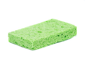 Household green sponge separated on white background