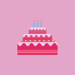 Birthday cake flat icon. Vector illustration