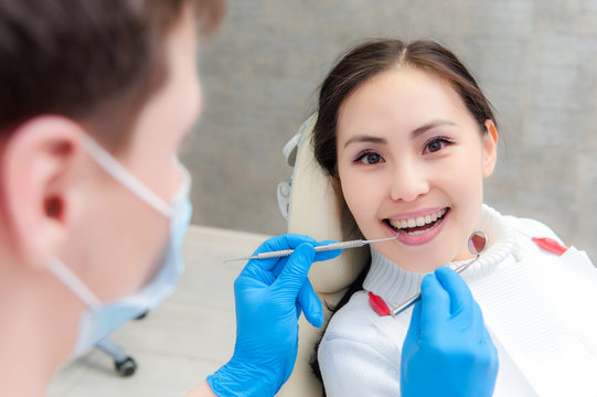 Young female patient at dentist office