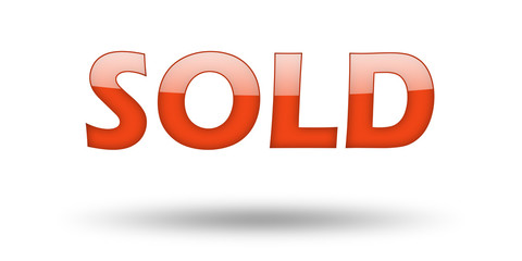 Text SOLD with red letters and shadow. 