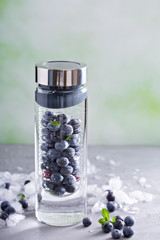 Infused water with mint and blueberries