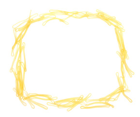 Elastic bands shaped as a frame on white