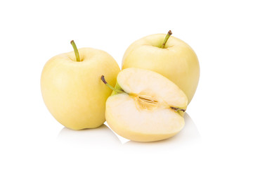 ripe yellow apple isolated on white