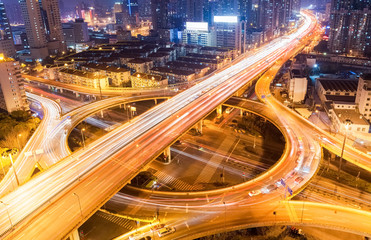 shanghai city interchange closeup