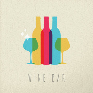 Wine bar restaurant icon concept color design