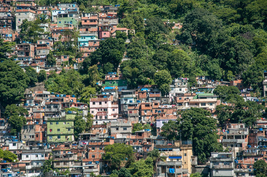 Rio de Janeiro, Brazil - December 14, 2015: Favela Rocinha, documentary editorial.