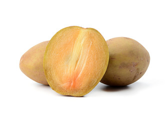 fresh sapodilla isolated on white background