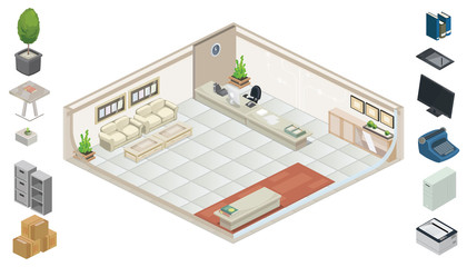 Isometric office furniture.