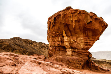 Beautiful red sandstone in the desert in Israel, Timna Park